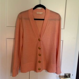 Salmon pink Tory Burch long cardigan